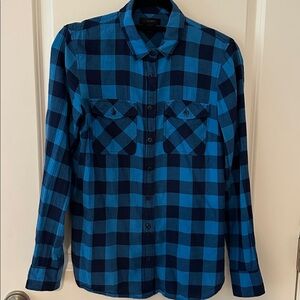 J. Crew Navy and Blue Checkered Flannel Shirt
Size 6